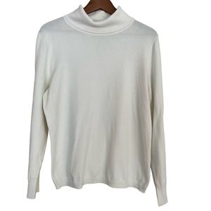 Talbots Turtleneck Sweater Winter White Basic Classic Minimalist Size Large